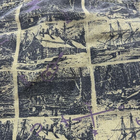 Vintage 90s Jansport Button Up Shirt Green Purple Mens Large Nautical Coastal - Picture 3 of 6